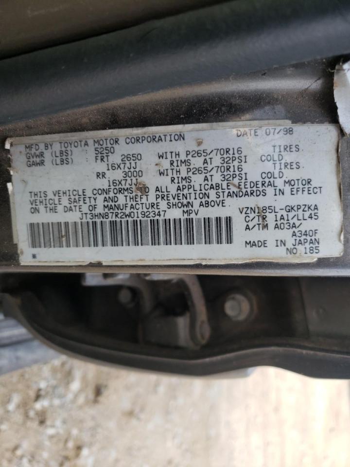 Photo 10 from auction – 1998 TOYOTA 4RUNNER with VIN JT3HN87R2W0192347