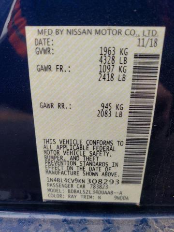 Photo 10 from auction – 2019 NISSAN ALTIMA SR with VIN 1N4BL4CV9KN308293