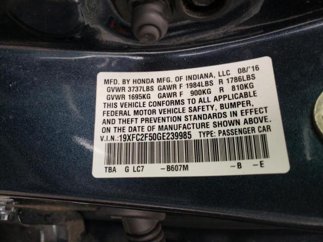 Photo 10 from auction – 2016 HONDA CIVIC LX with VIN 19XFC2F50GE239985