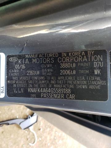 Photo 10 from auction – 2016 KIA FORTE LX with VIN KNAFK4A64G5589188