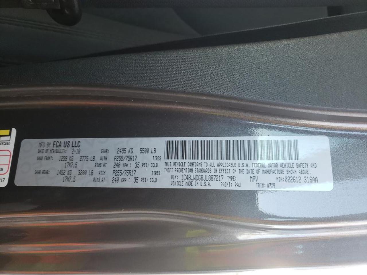 Photo 10 from auction – 2018 JEEP WRANGLER U with VIN 1C4BJWDG8JL887217