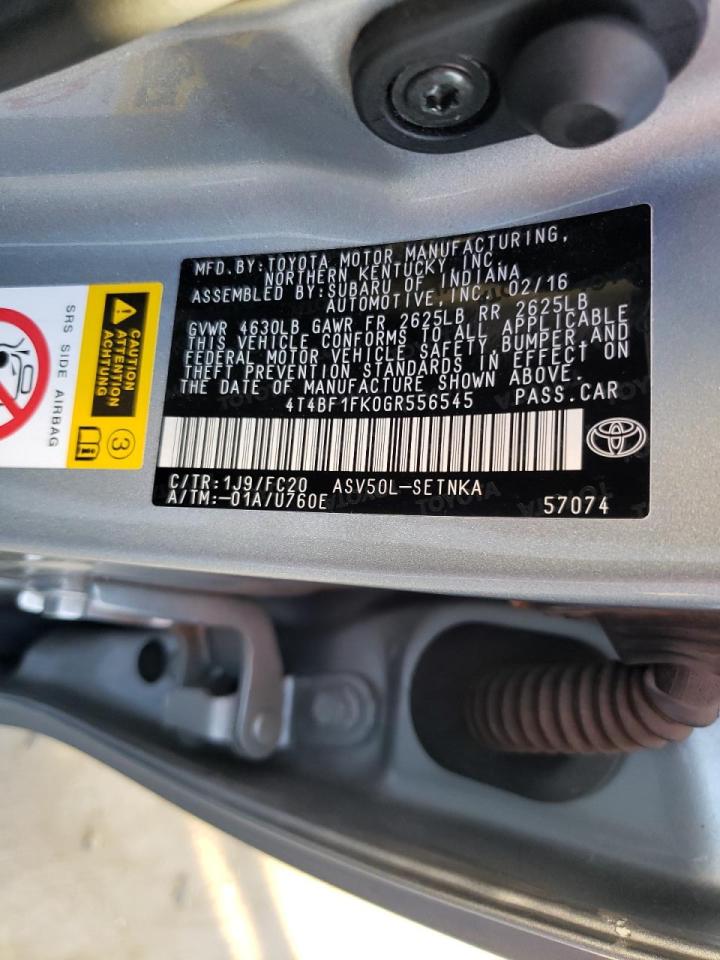Photo 10 from auction – 2016 TOYOTA CAMRY LE with VIN 4T4BF1FK0GR556545