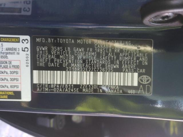 Photo 10 from auction – 2007 TOYOTA COROLLA CE with VIN 2T1BR32E27C726225