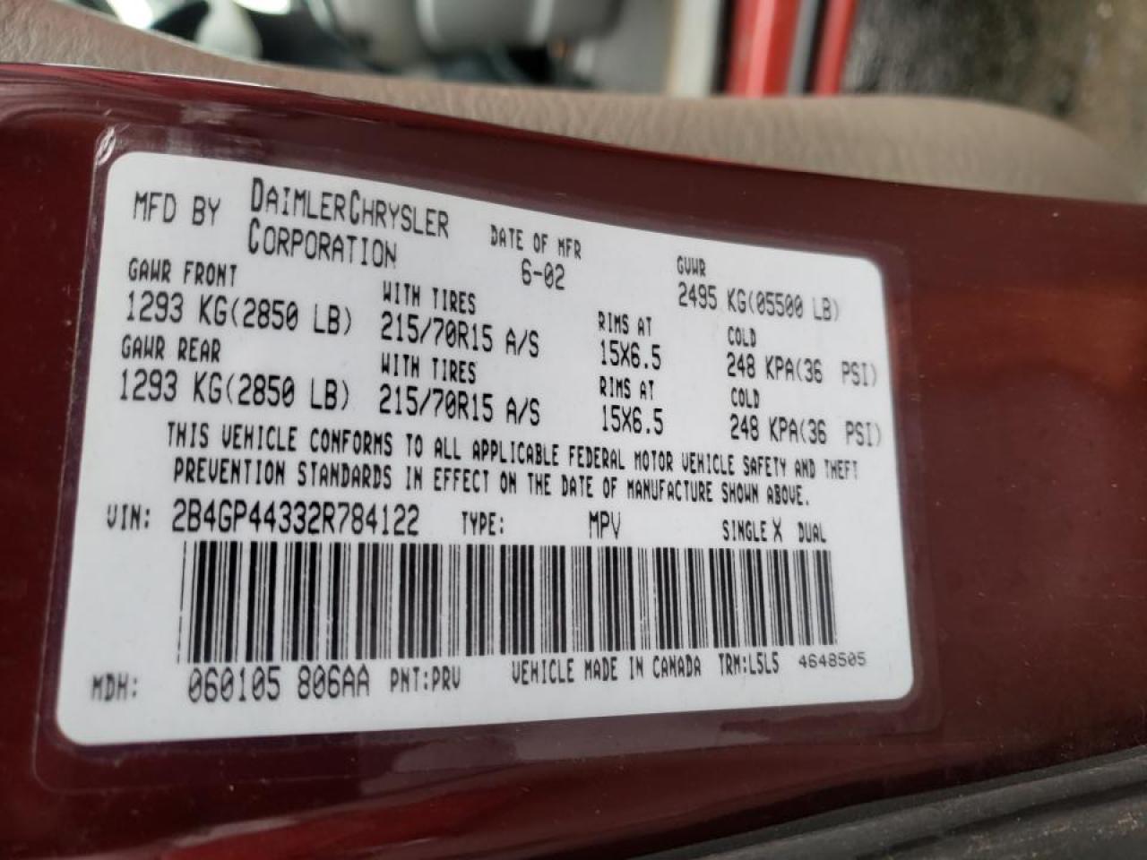 Photo 10 from auction – 2004 DODGE GRAND CARA with VIN 2D4GP44L74R515615