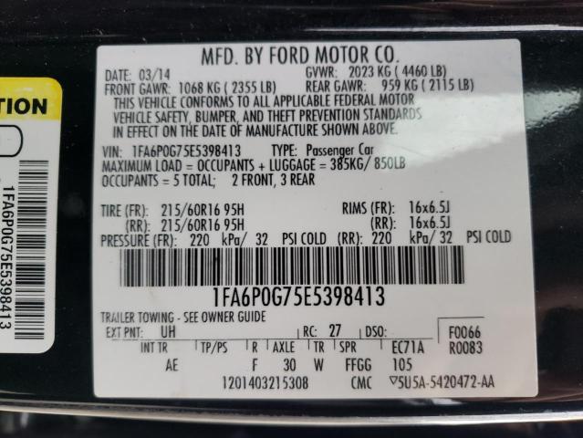 Photo 10 from auction – 2014 FORD FUSION S with VIN 1FA6P0G75E5398413