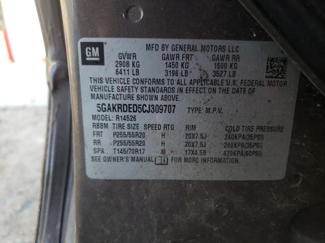 Photo 10 from auction – 2012 BUICK ENCLAVE with VIN 5GAKRDED5CJ309707