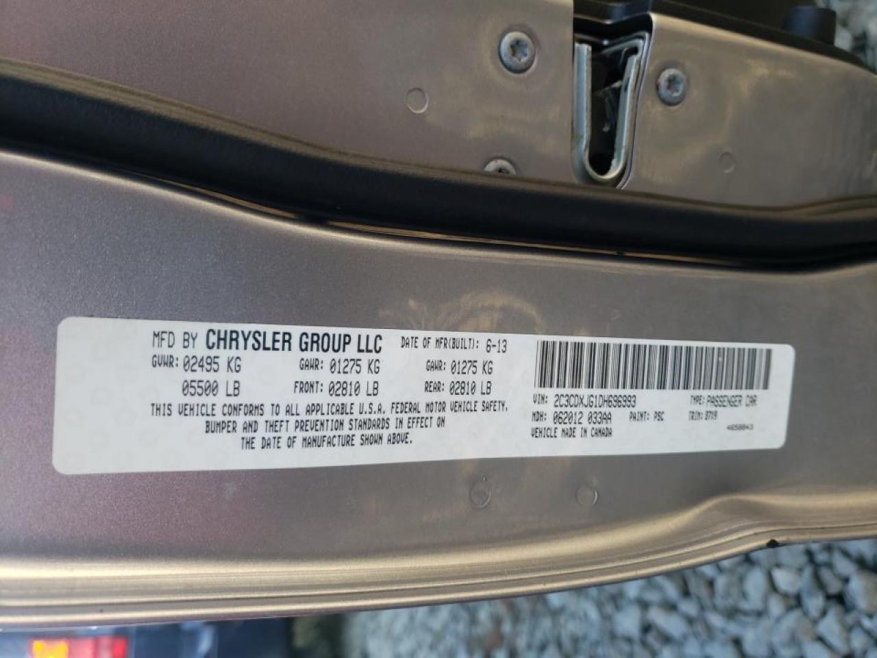 Photo 10 from auction – 2013 DODGE CHARGER SX with VIN 2C3CDXJG1DH696993