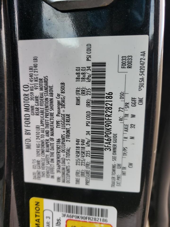 Photo 10 from auction – 2015 FORD FUSION with VIN 3FA6P0K90FR282186