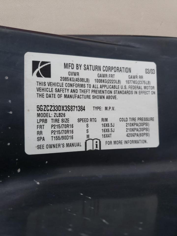 Photo 10 from auction – 2002 SATURN VUE with VIN 5GZCZ33DX3S871384