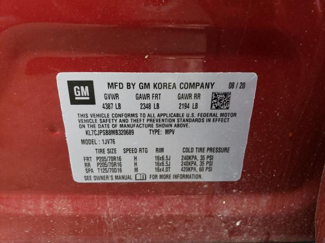 Photo 10 from auction – 2021 CHEVROLET TRAX 1LT with VIN KL7CJPSB8MB320689
