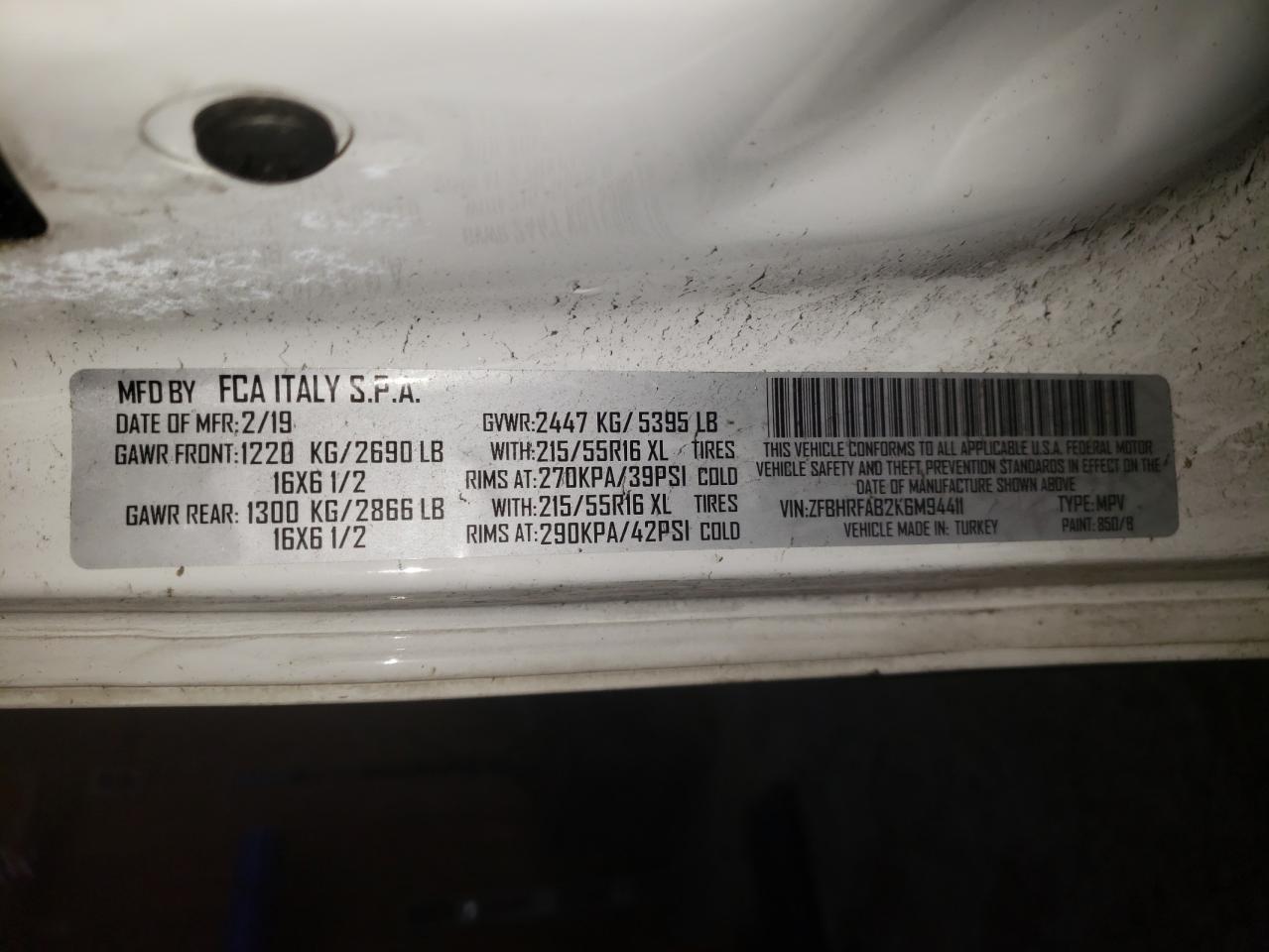 Photo 10 from auction – 2019 RAM PROMASTER with VIN ZFBHRFAB2K6M94411