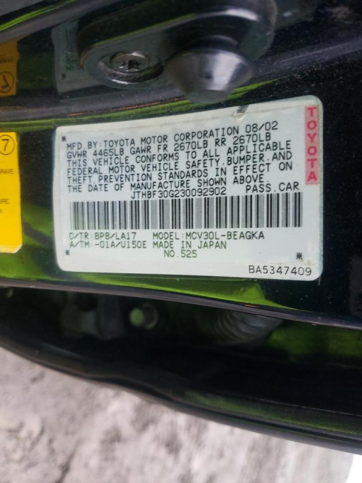 Photo 10 from auction – 2003 LEXUS ES 300 with VIN JTHBF30G230092902