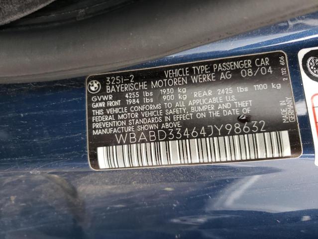BMW 325 CI 2004 with VIN WBABD33464JY98632 - Photo from auction