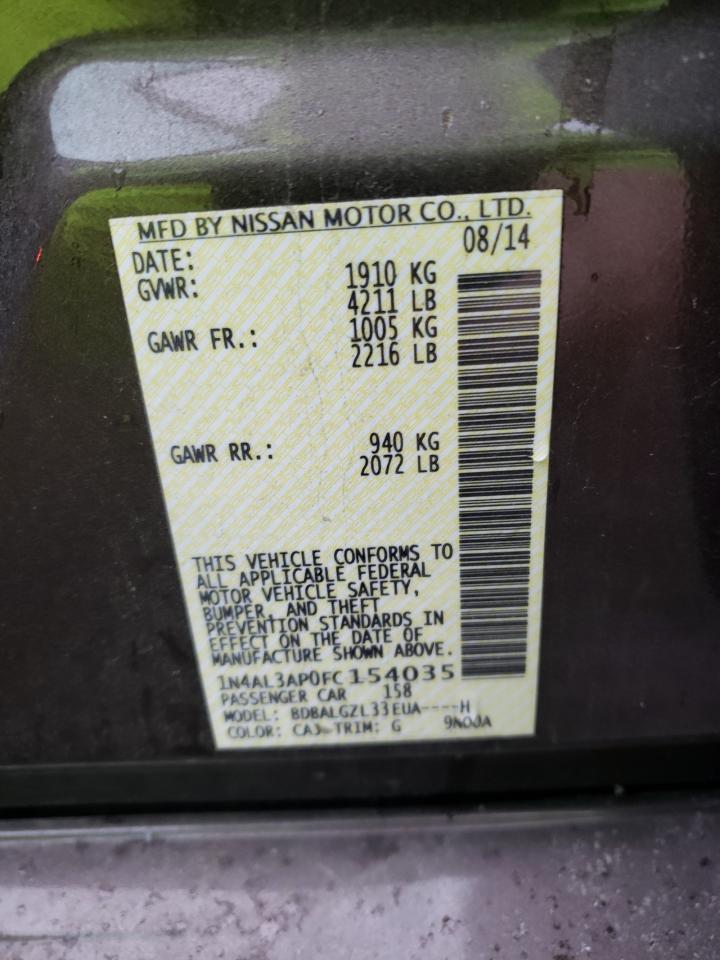 Photo 10 from auction – 2015 NISSAN ALTIMA 2.5 with VIN 1N4AL3AP0FC154035