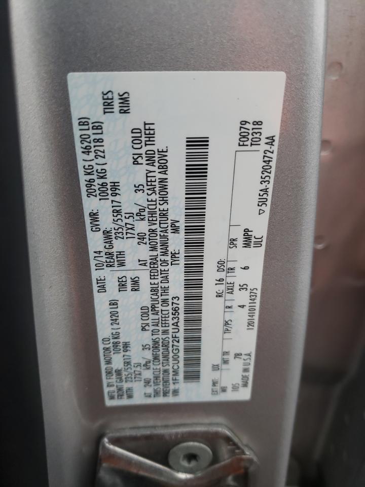 Photo 10 from auction – 2015 FORD ESCAPE SE with VIN 1FMCU0G72FUA35673