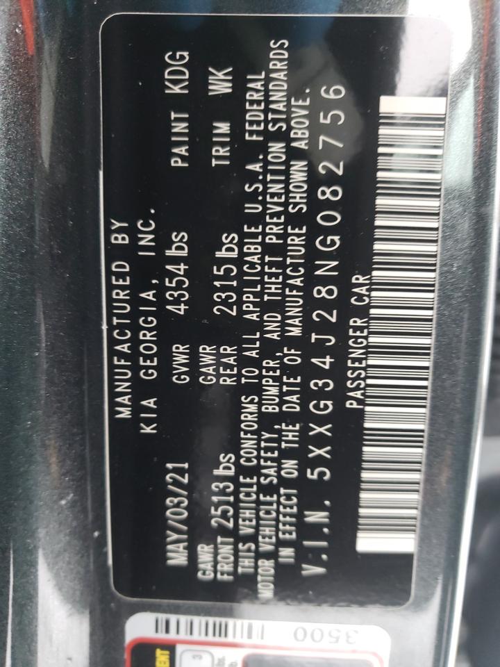 Photo 10 from auction – 2022 KIA K5 EX with VIN 5XXG34J28NG082756