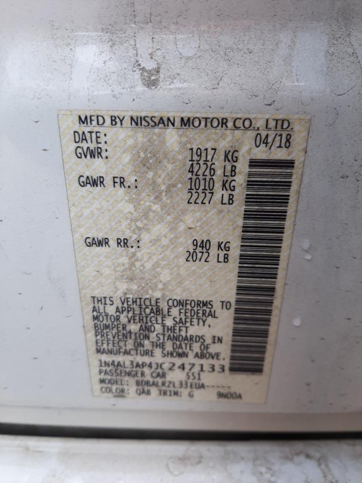 Photo 10 from auction – 2018 NISSAN ALTIMA 2.5 with VIN 1N4AL3AP4JC247133