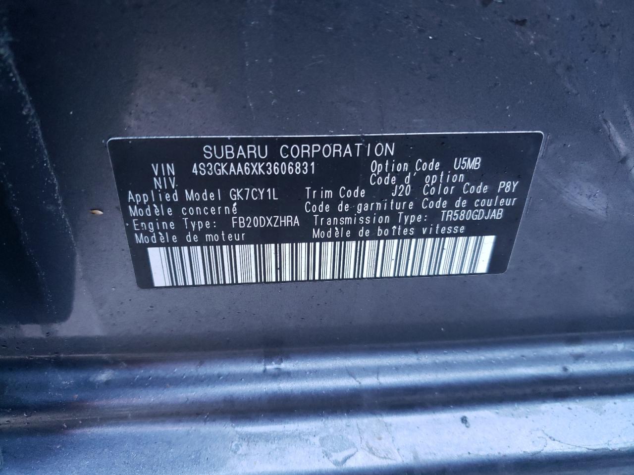 Photo 10 from auction – 2019 SUBARU IMPREZA with VIN 4S3GKAA6XK3606831