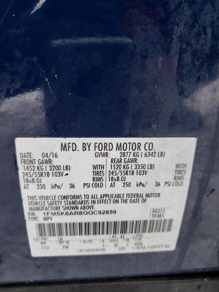 Foto 10 de la subasta – 2016 FORD EXPLORER P con VIN 1FM5K8AR8GGC92859