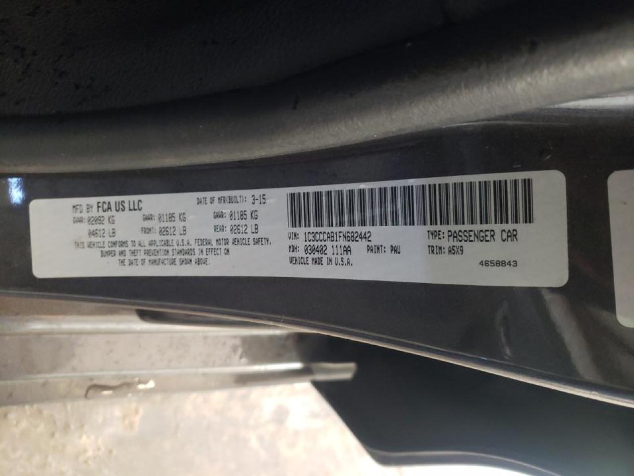 Photo 10 from auction – 2015 CHRYSLER 200 LIMITE with VIN 1C3CCCAB1FN682442