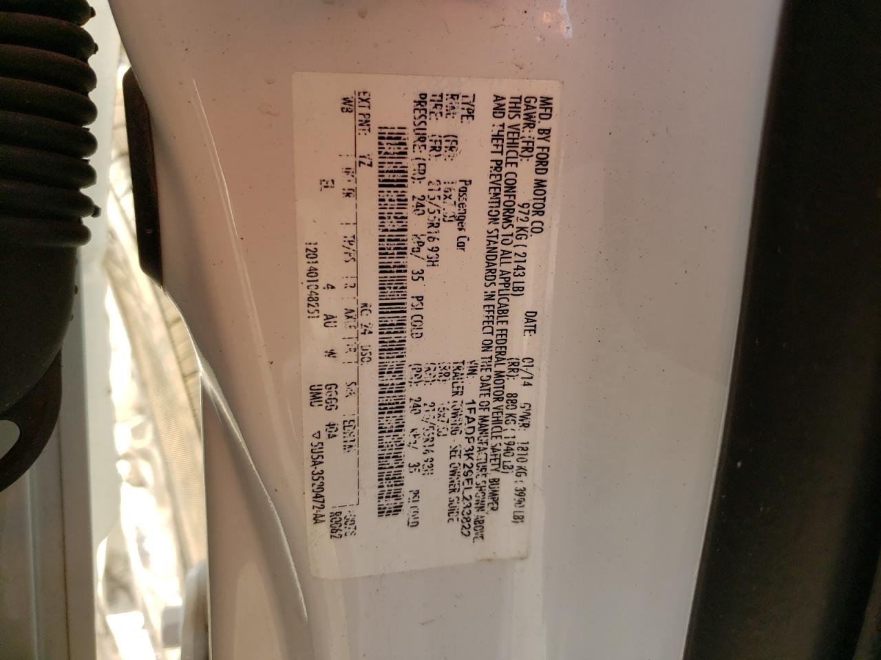Photo 10 from auction – 2014 FORD FOCUS SE with VIN 1FADP3K29EL233822