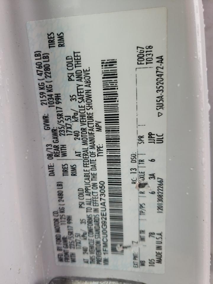 Photo 10 from auction – 2014 FORD ESCAPE SE with VIN 1FMCU0G92EUA73050