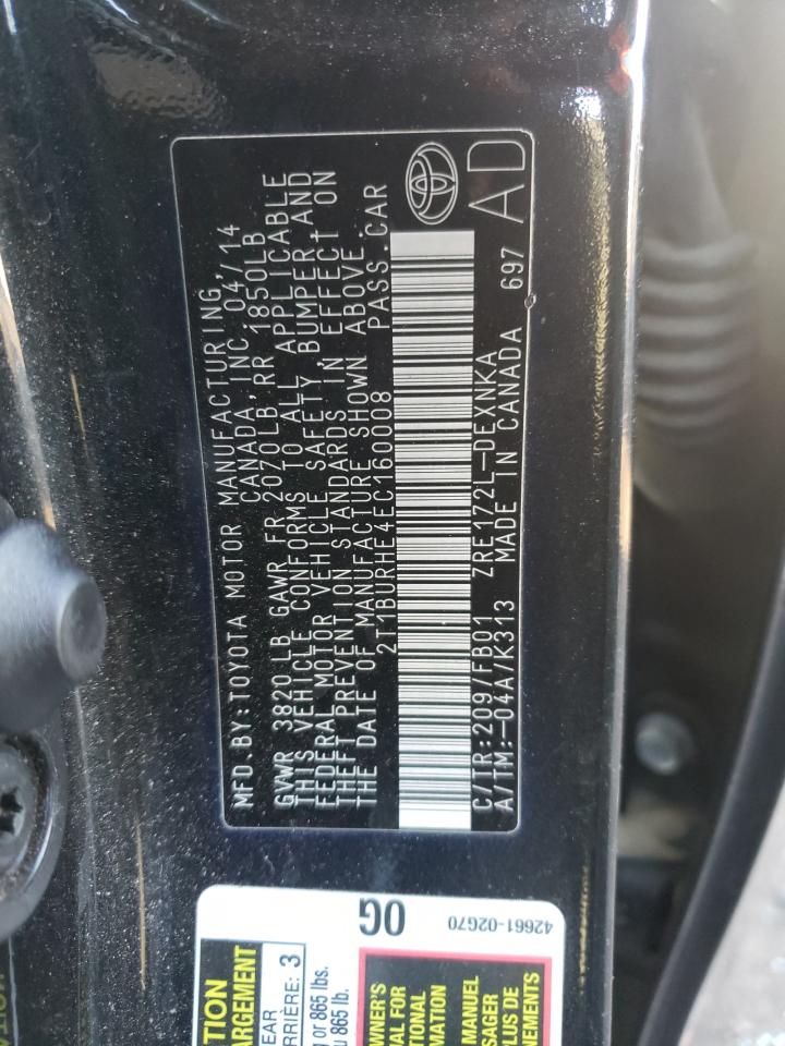 Photo 10 from auction – 2014 TOYOTA COROLLA L with VIN 2T1BURHE4EC160008