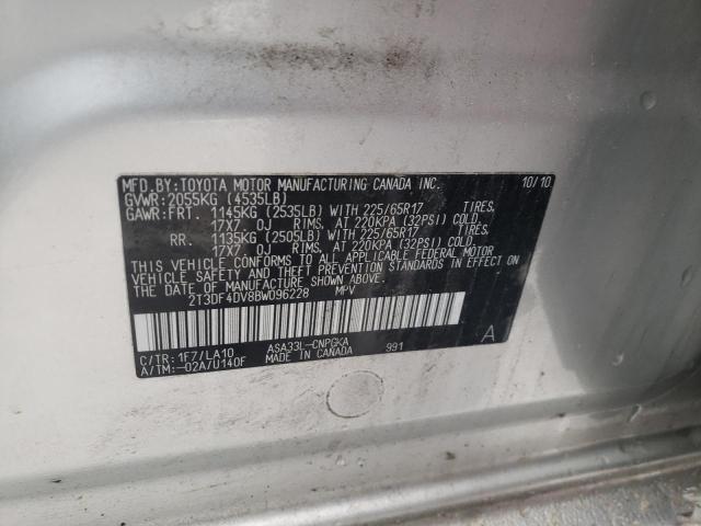 Photo 10 from auction – 2011 TOYOTA RAV4 with VIN 2T3DF4DV8BW096228