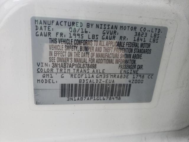 Photo 10 from auction – 2016 NISSAN SENTRA S with VIN 3N1AB7AP1GL678498