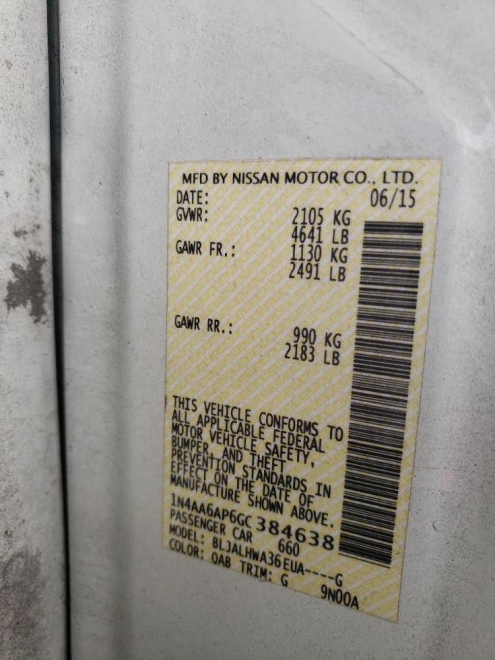 Photo 10 from auction – 2016 NISSAN MAXIMA 3.5 with VIN 1N4AA6AP6GC384638