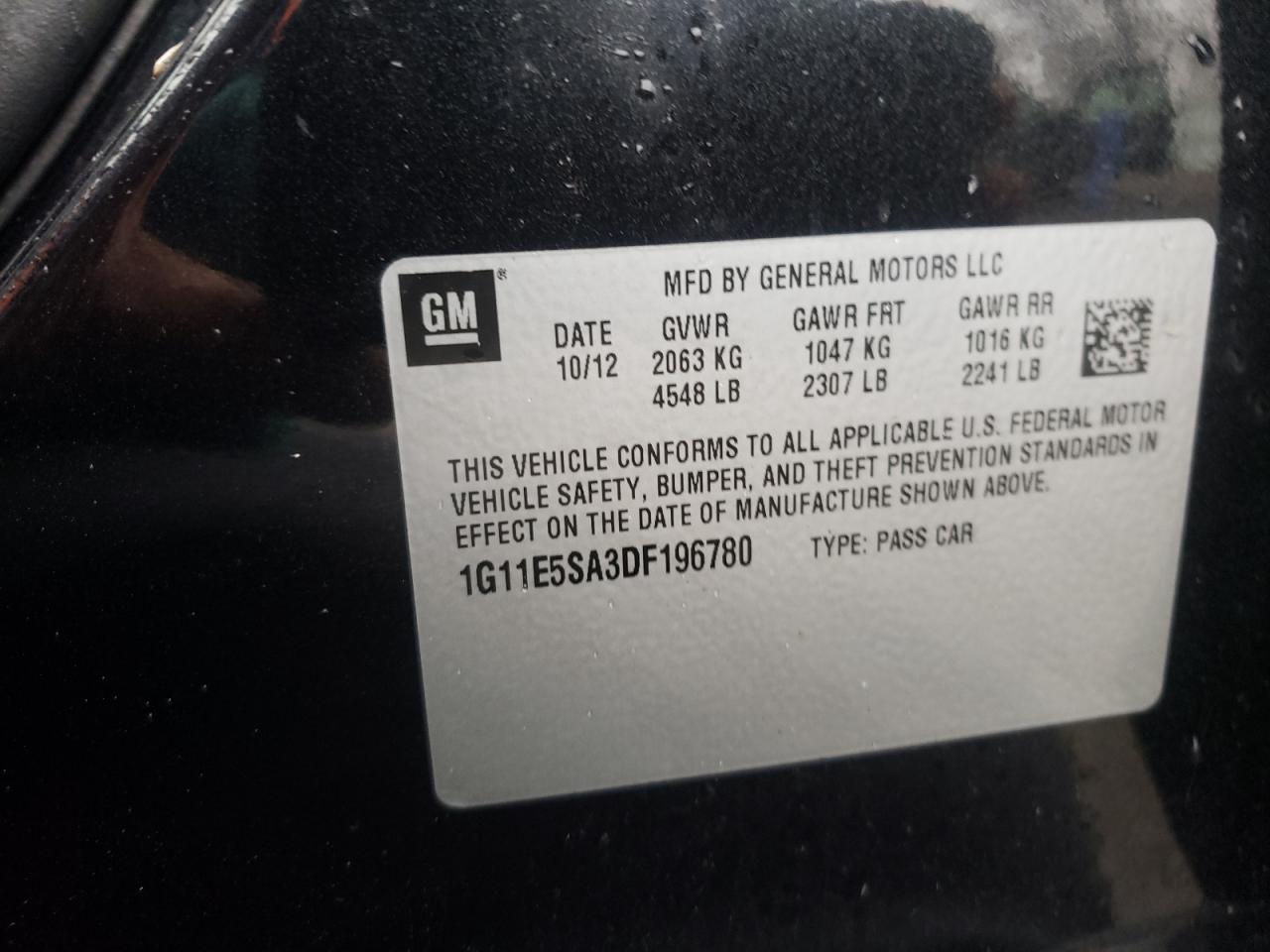 Photo 10 from auction – 2013 CHEVROLET MALIBU 2LT with VIN 1G11E5SA3DF196780