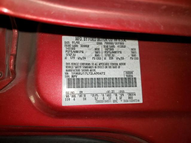 Photo 10 from auction – 2002 FORD EXPEDITION with VIN 1FMRU17L72LA90472