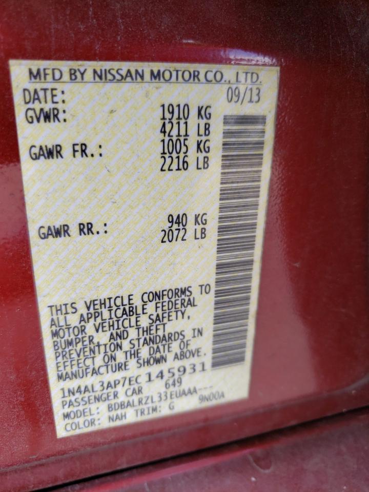 Photo 10 from auction – 2014 NISSAN ALTIMA 2.5 with VIN 1N4AL3AP7EC145931