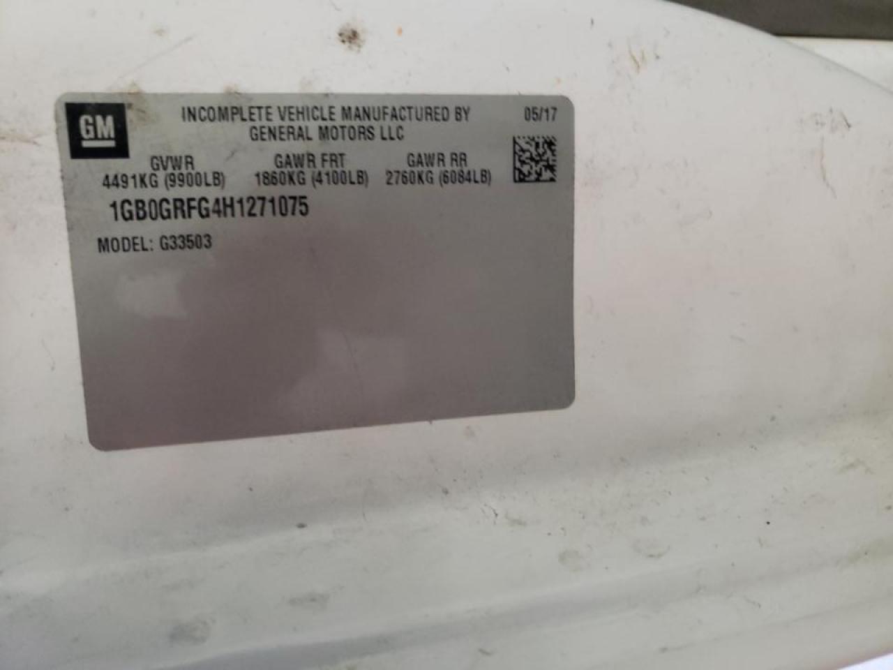 Photo 10 from auction – 2017 CHEVROLET EXPRESS G3 with VIN 1GB0GRFG4H1271075