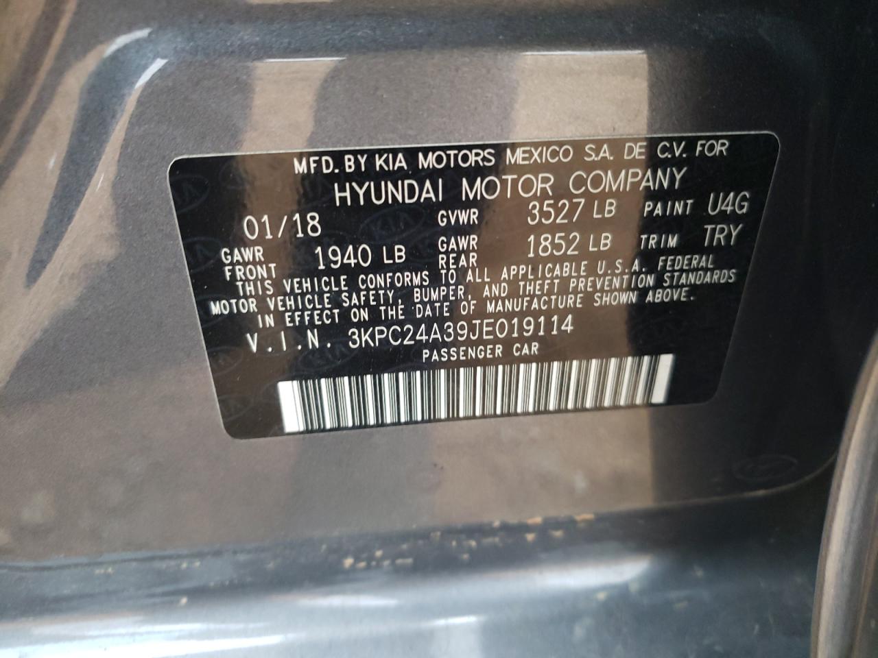 Photo 10 from auction – 2018 HYUNDAI ACCENT SE with VIN 3KPC24A39JE019114