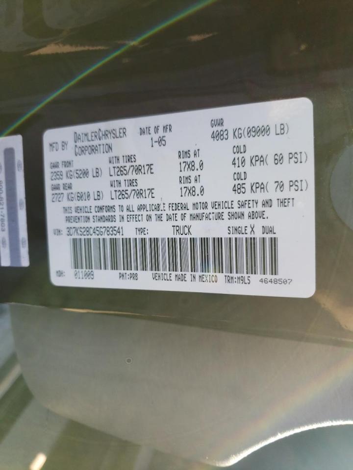 Photo 10 from auction – 2005 DODGE RAM 2500 S with VIN 3D7KS28C45G783541