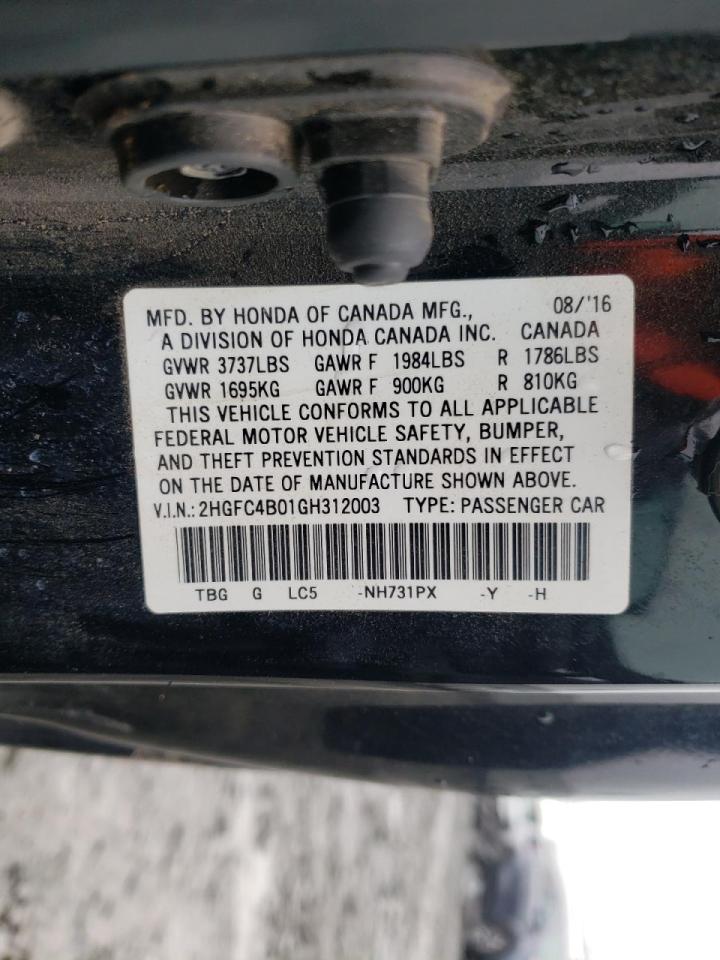 Photo 10 from auction – 2016 HONDA CIVIC LX with VIN 2HGFC4B01GH312003