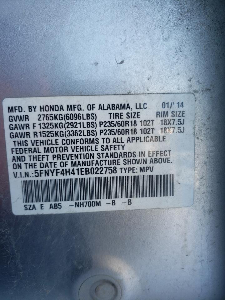 Photo 10 from auction – 2014 HONDA PILOT EX with VIN 5FNYF4H41EB022758