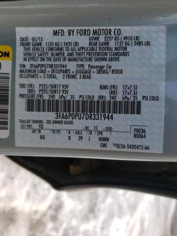 Photo 10 from auction – 2013 FORD FUSION SE with VIN 3FA6P0PU7DR331944