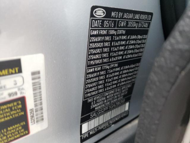 Photo 10 from auction – 2016 LAND ROVER RANGE ROVE with VIN SALGS2PF1GA296268