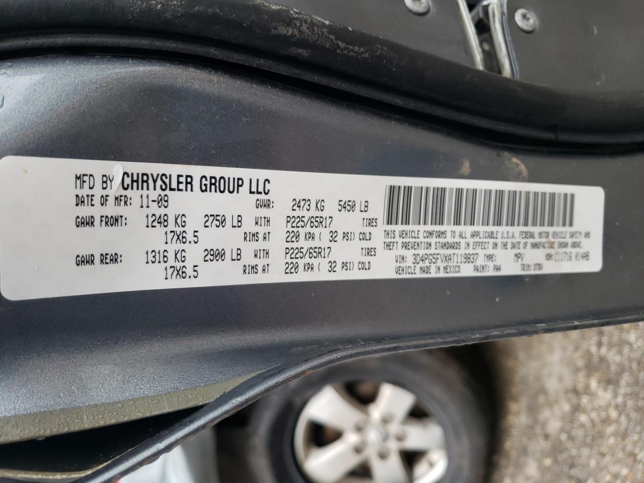 Photo 10 from auction – 2010 DODGE JOURNEY SX with VIN 3D4PG5FVXAT119837