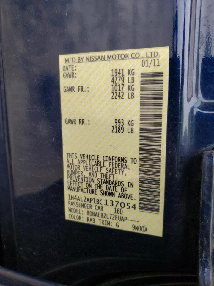 Photo 10 from auction – 2011 NISSAN ALTIMA BAS with VIN 1N4AL2AP1BC137054