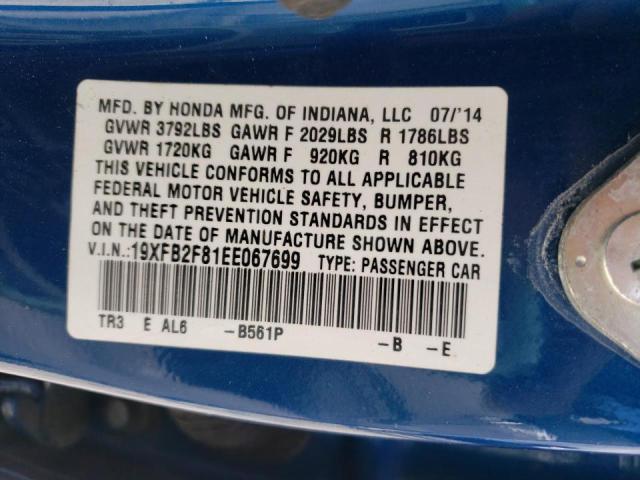 Photo 10 from auction – 2014 HONDA CIVIC EX with VIN 19XFB2F81EE067699