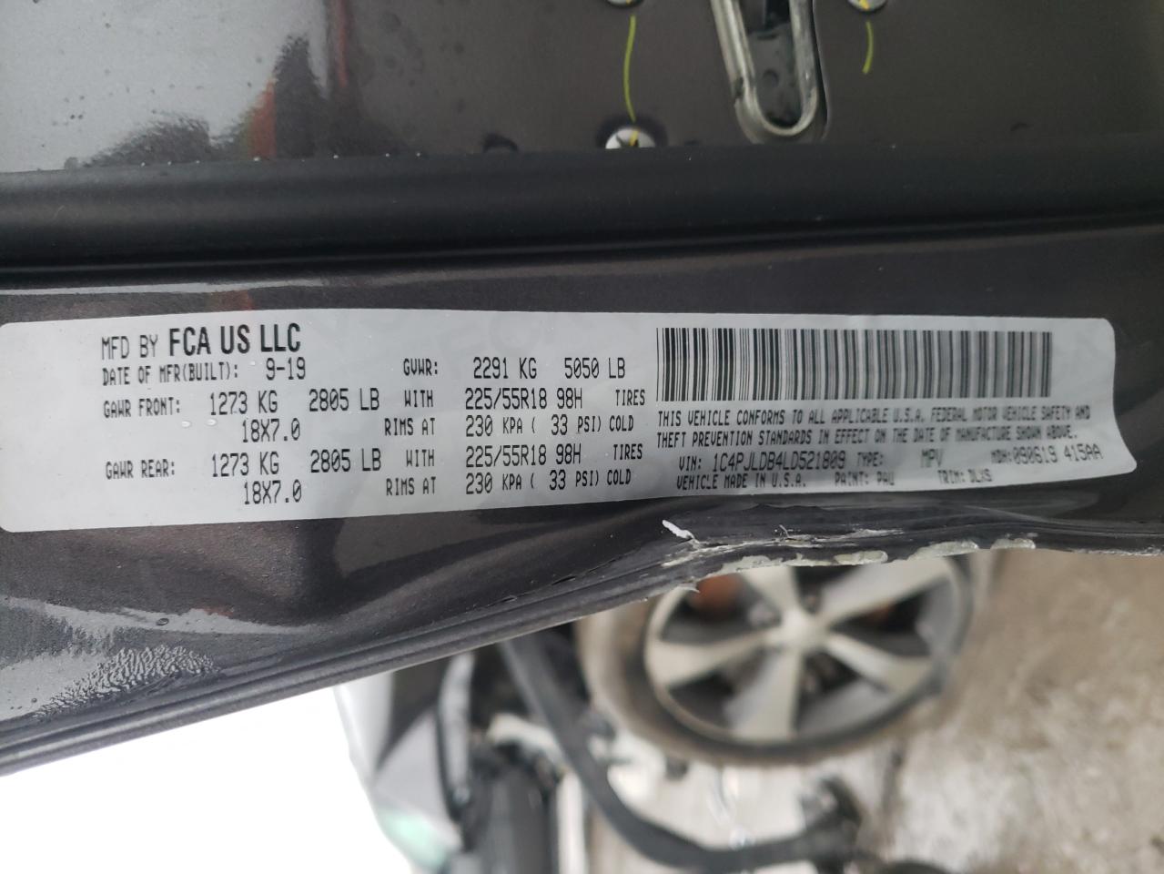 Photo 10 from auction – 2020 JEEP CHEROKEE L with VIN 1C4PJLDB4LD521809