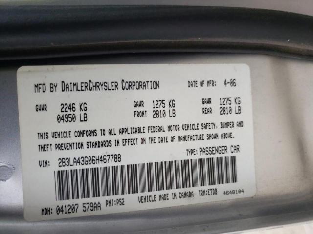 Photo 10 from auction – 2006 DODGE CHARGER SE with VIN 2B3LA43G06H467788