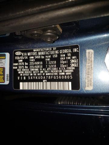 Photo 10 from auction – 2015 KIA SORENTO EX with VIN 5XYKUDA78FG560805