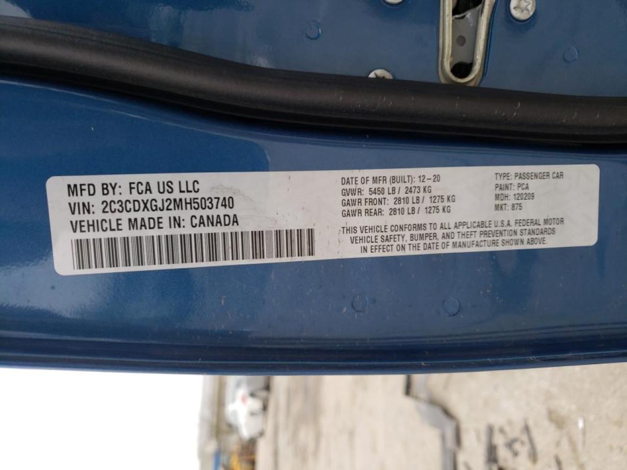 Photo 10 from auction – 2021 DODGE CHARGER SC with VIN 2C3CDXGJ2MH503740