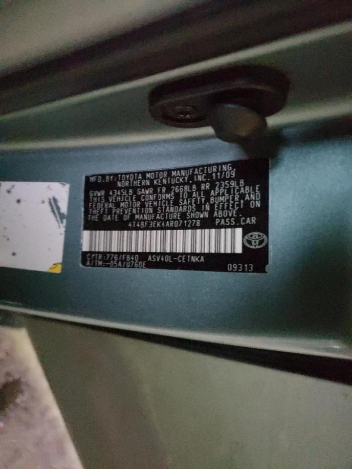 Photo 10 from auction – 2010 TOYOTA CAMRY BASE with VIN 4T4BF3EK4AR071278
