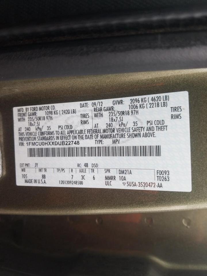 Photo 10 from auction – 2013 FORD ESCAPE SEL with VIN 1FMCU0HXXDUB22748