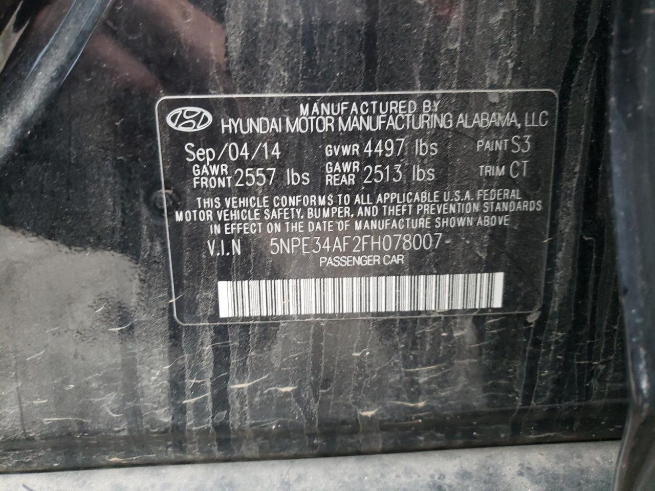 Photo 20 from auction – 2015 HYUNDAI SONATA SPO with VIN 5NPE34AF2FH078007